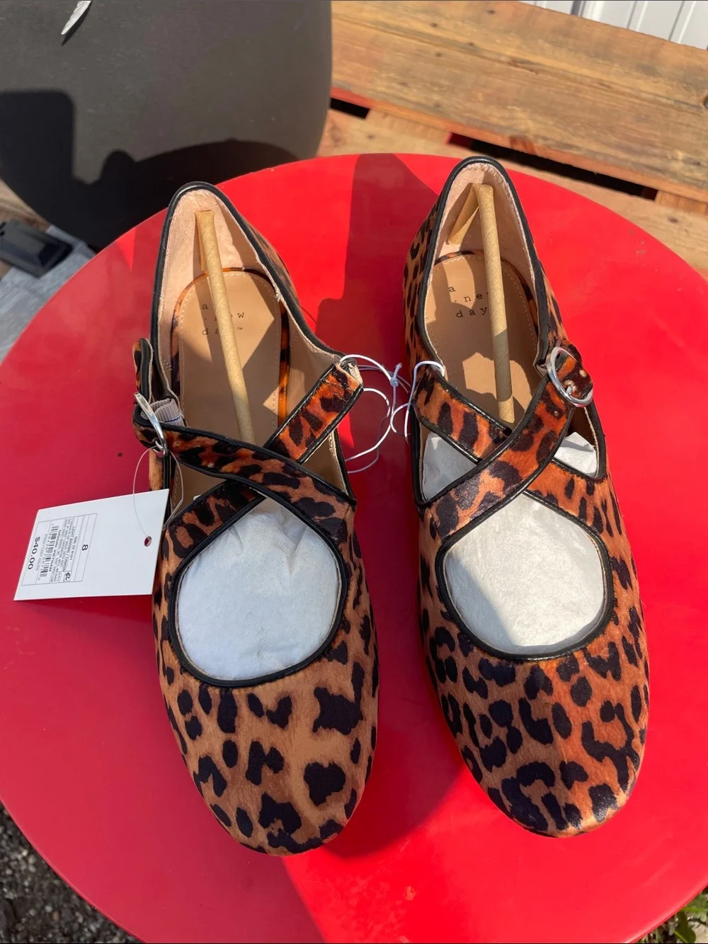 a new day Leopard Print Mary Jane Flats in Brown and Black